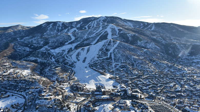 the slopes of steamboat springs resort from above