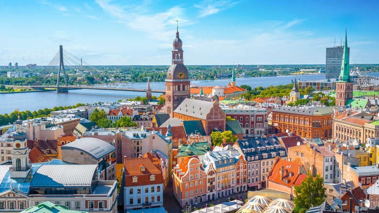 The skyline of Riga, Latvia