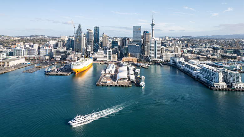 The main harbor of Auckland, New Zealand