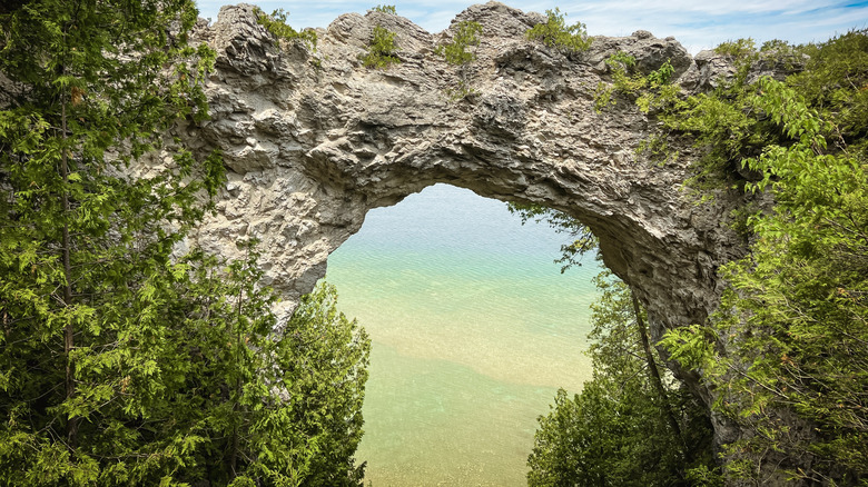 Views of Lake Huron from Arch Rock on Mackinac Island