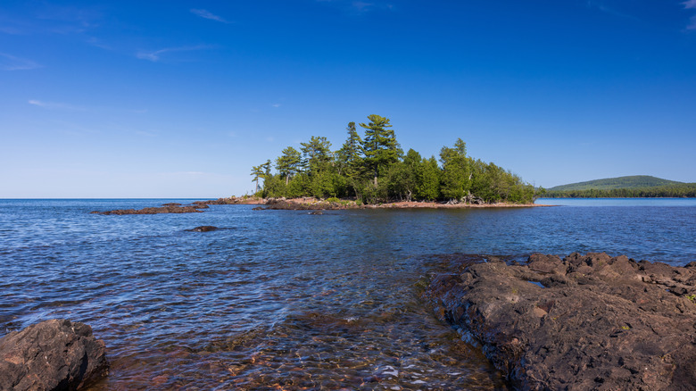 An island surrounded by Lake Superior