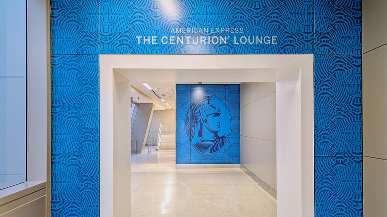 Entrance to the American Express Centurion Lounge in an airport