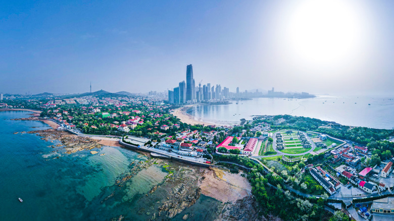 An aerial view of China's beer capital Qingdao