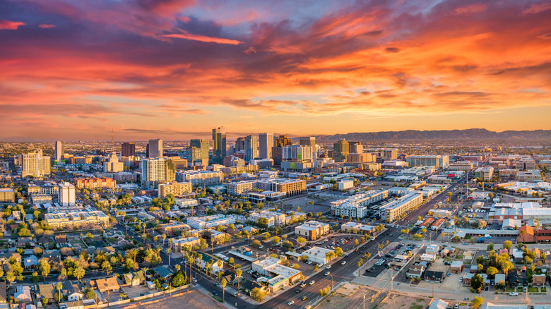 View of downtown Phoenix after sunset