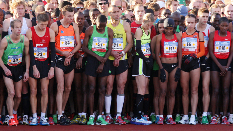 Runners wait the start during the TCS Amsterdam Marathon