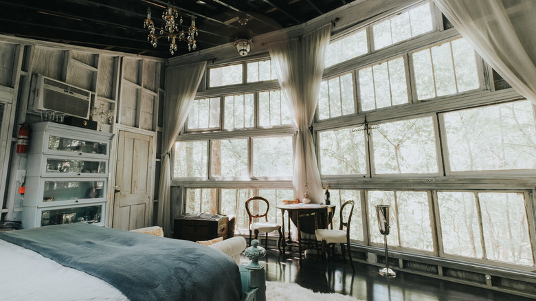 Interior view of the Majestic Treehouse, one of Bolt Farm's properties, in the forests of Walhalla in upstate South Carolina