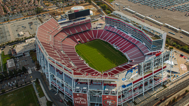 An aerial shot of Levi's Stadium, host of the 2026 Super Bowl