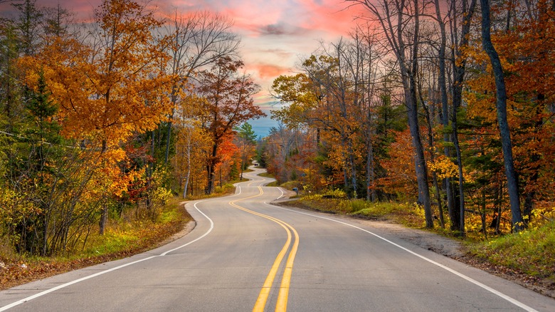 The curvy road of Highway 42 in northern Door County, Wisconsin