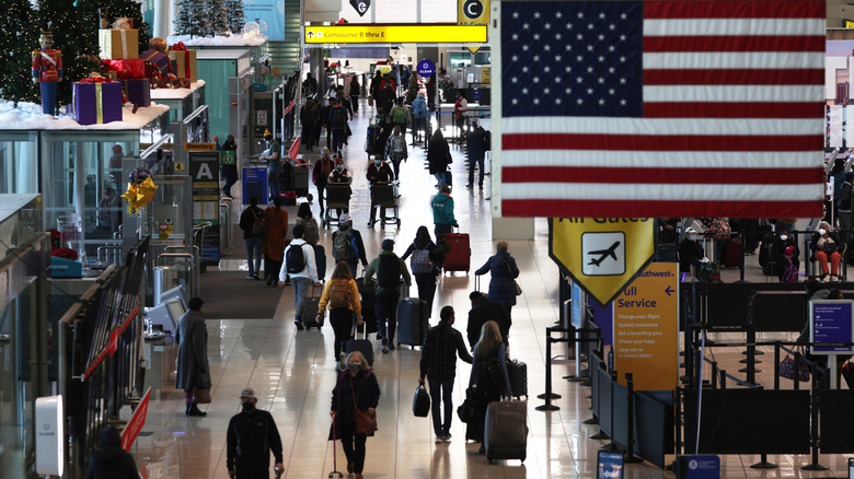 Passengers walking through one of Baltimore-Washington International's terminals