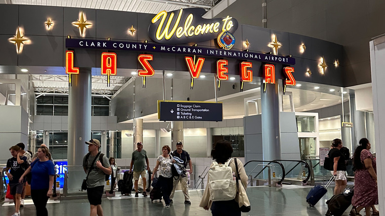 Welcome sign at the Harry Reid International Airport in Las Vegas