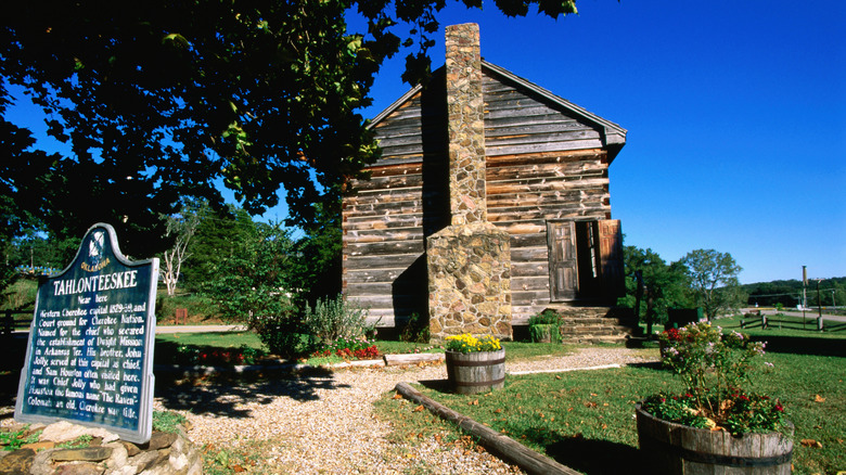 Historic home and marker in Gore, OK