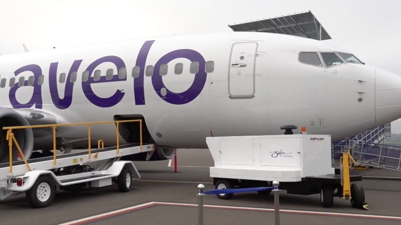 Avelo Airline airplane on the ground at Salem-Willamette Valley Airport
