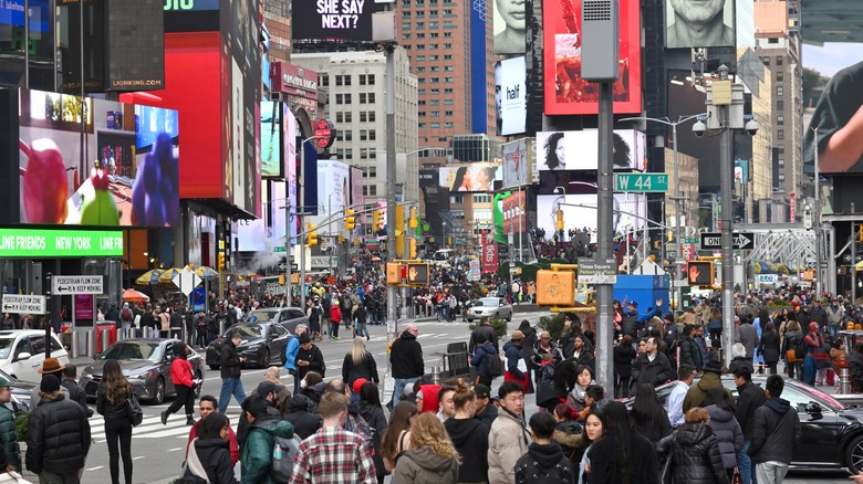 crowds at Times Square