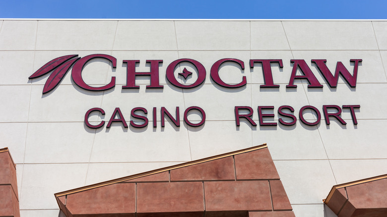 An exterior sign of the Choctaw Casino Resort