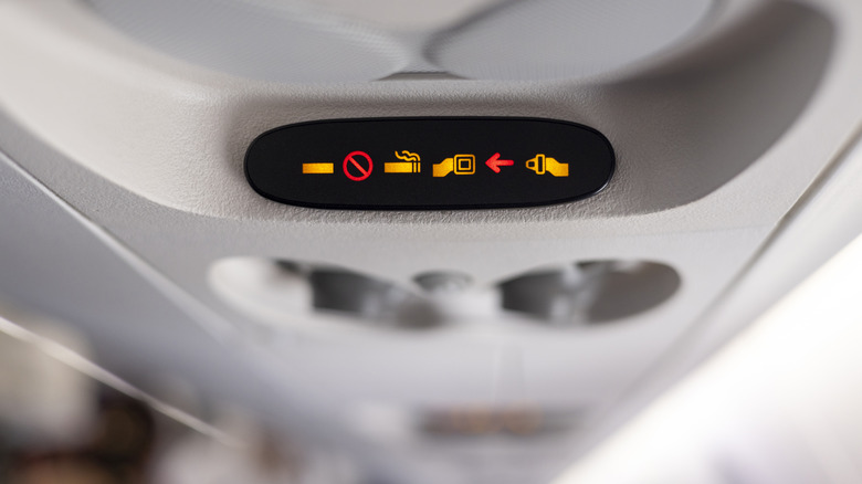 Seatbelt sign on an aircraft
