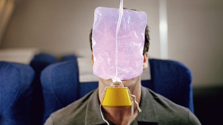 Oxygen mask on an airplane