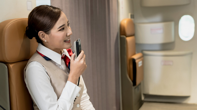 Cabin crew using internal phone