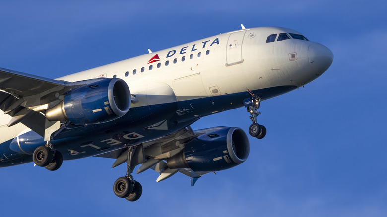 Plane landing with wheels down