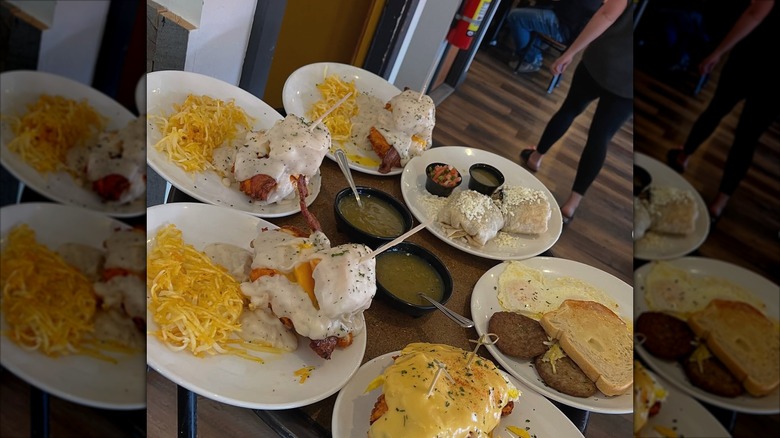 Breakfast plates on the table at Cactus Jacks