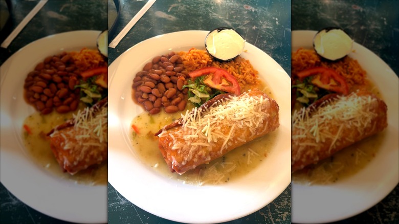 Hot plate of food at La Cueva cafe