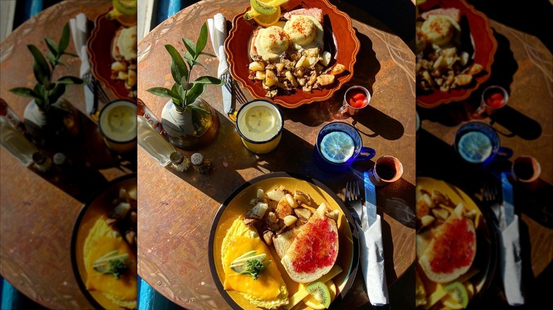 Bird's eye view of egg breakfast at The Park House Cafe
