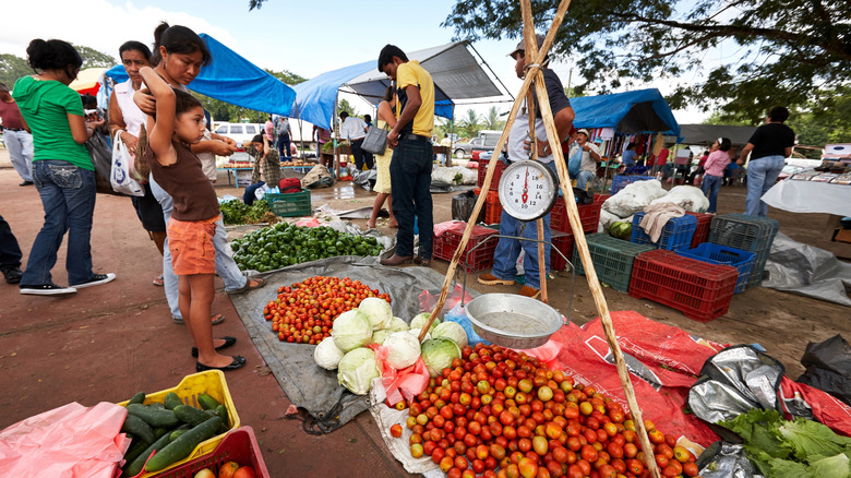 People inside the San Ignacio Market in Belize