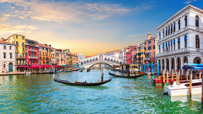 Grand Canal in Venice, Italy with gondolas