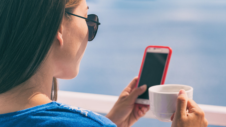 Woman checking phone