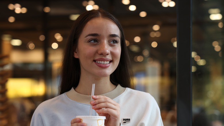 Girl smiling at McDonald's 