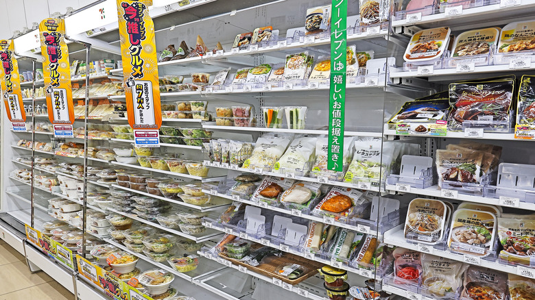 A wide range of snacks available in a Japanese convenience store