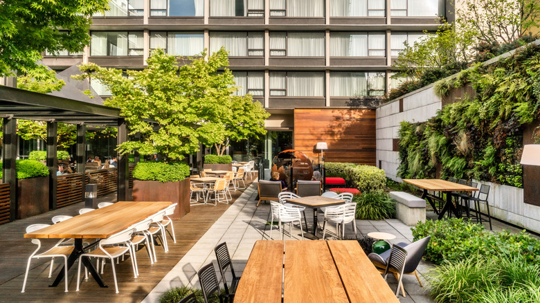 Outdoor courtyard at The Hotel Zags