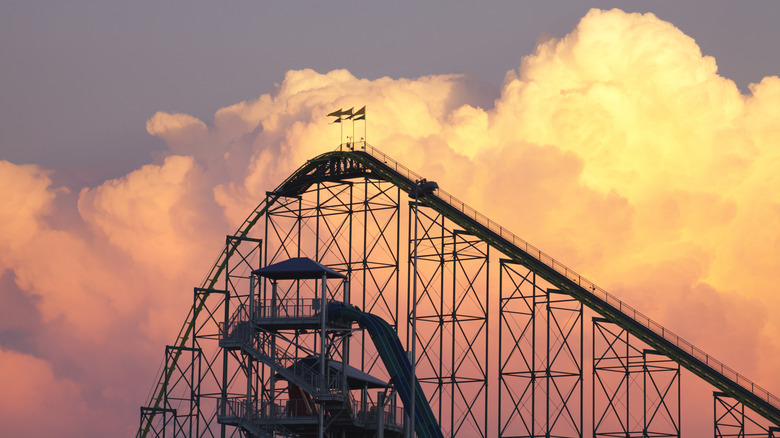 Flags at the top of Wild Thing roller coaster at Valleyfair
