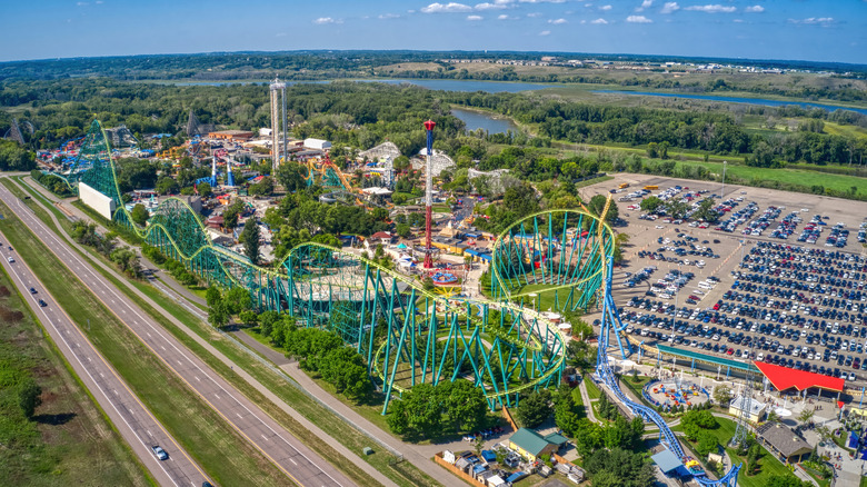 Theme park with roller coasters and rides at Valleyfair in Minnesota