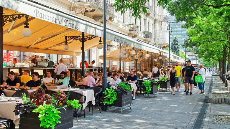 Restaurant near Danube in Budapest, Hungary