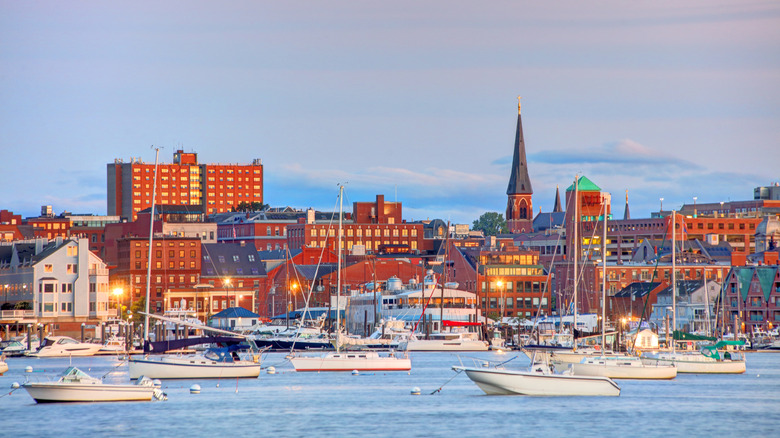Boats and cityscape of Portland, Maine