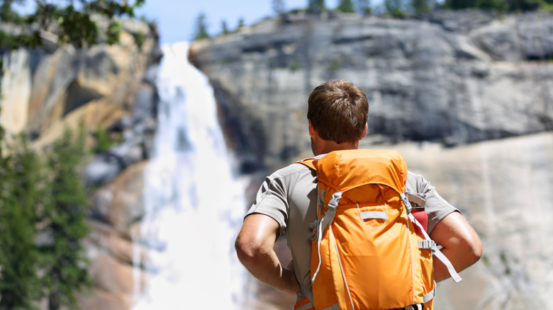 A hiker in Yosemite National Park