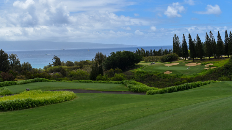 A view from the Plantation Golf Course at Kapalua Resort in Maui