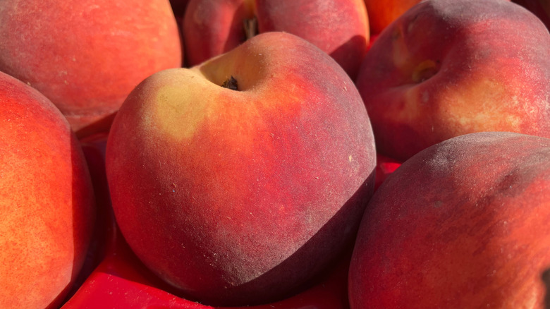 Close up of juicy peaches