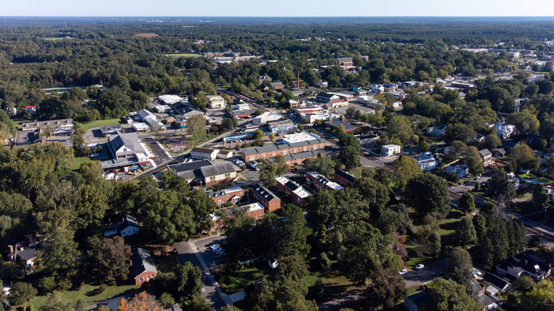An aerial view of Downtown Ashland, Virginia