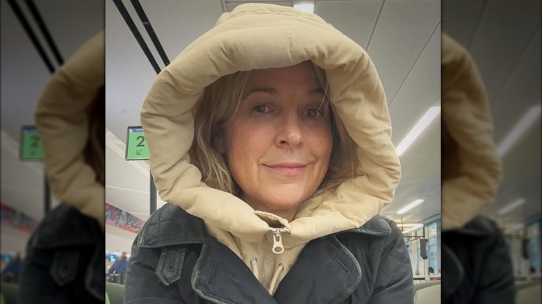 Samantha Brown in a puffer balaclava from Namakan Goods