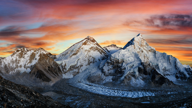 Himalayan mountains, including Mount Everest, in Sagarmatha National Park, Nepal.