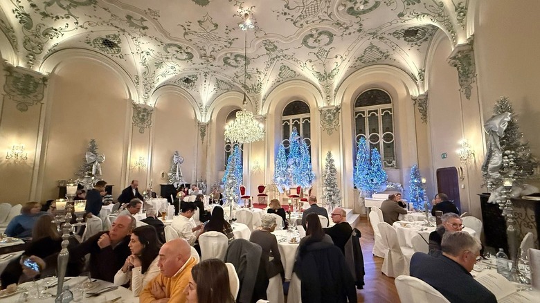 Dining room inside St. Peter Stiftskulinarium in Salzburg, Austria