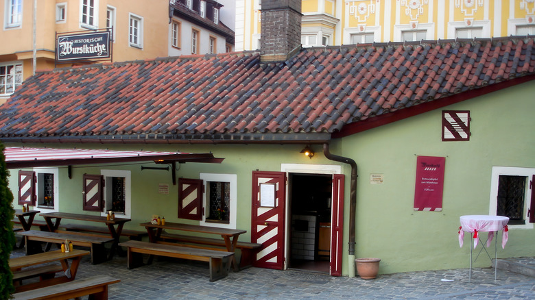 Exterior of Wurstkuchl restaurant in Regensburg, Germany