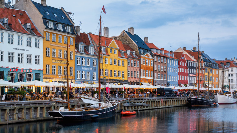 Copenhagen's Nyhaven district seen from the water.