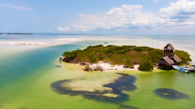 Aerial view of Isla Pasion in Cozumel