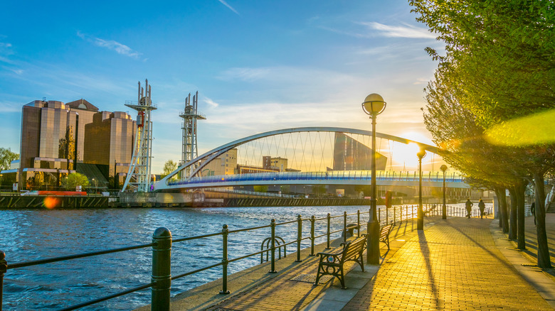 bridge at sunset in Manchester England