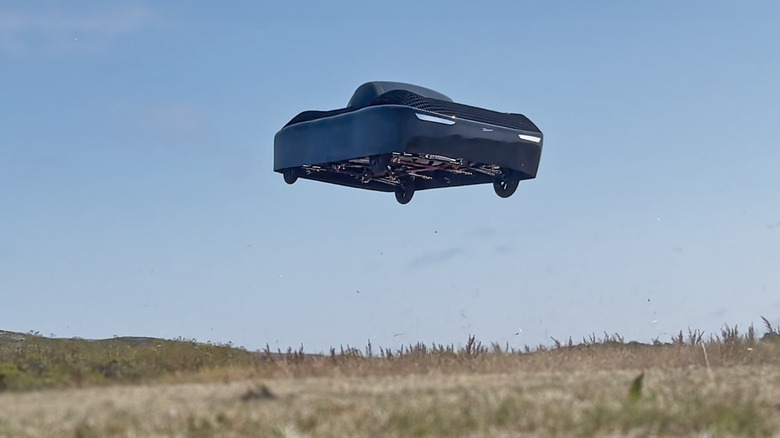 A flying car by Alef Aeronautics hovering off the ground