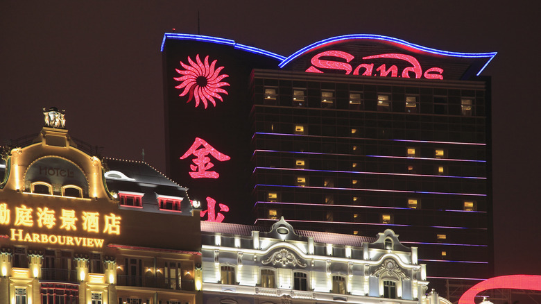 Sands Macao lit at night