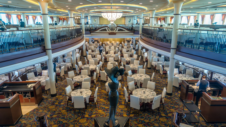 Interior of the dining room on a Royal Caribbean ship