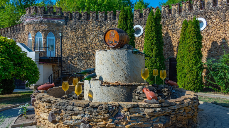 Outside the worlds largest wine cellar in Moldova